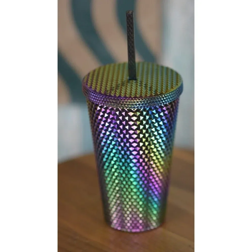 Starbucks Oil Slick Rainbow Studded Grande 16oz Cold Cup